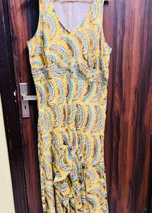 Combo Yellow Printed Maxi Dress &amp; multi color top