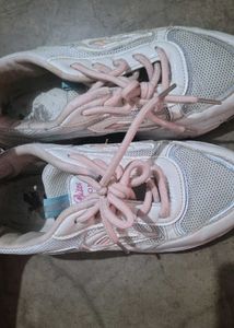 Women's White &amp; Pink Athletic Sneakers