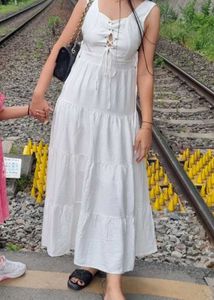 White Tiered Midi Dress