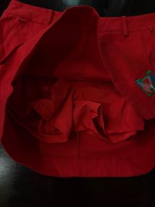 Red Mini Skirt with 'P' Emblem