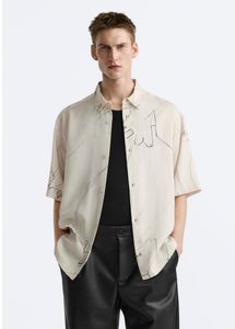 ZARA STREAK PRINT SHIRTS | OYSTER-WHITE