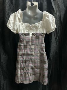Off-Shoulder Plaid Dress