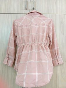 Pink Plaid Collared Button-Up Shirt