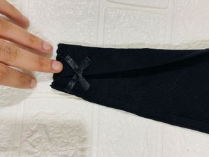 Black Leggings with Bow Detail