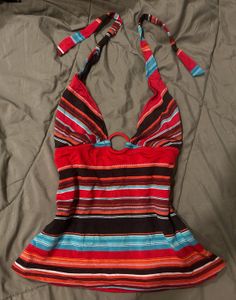 Y2K Striped Halterneck Top