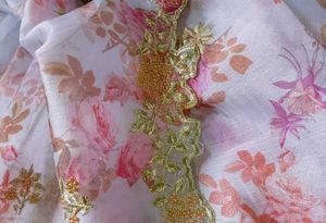 Floral print organza Saree with Embellished bo