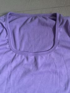Lavender Ribbed Square Neck Top