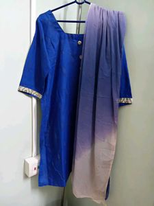 Elegant Blue Kurti With Pajama And Dupatta
