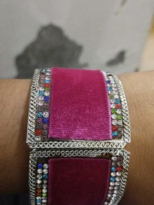 Pink &amp; Silver Cuff Bracelet