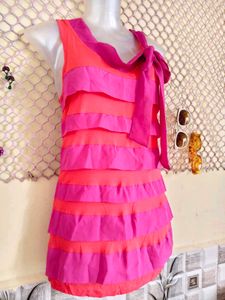 Pink &amp; Coral Tiered Bow Tank Top