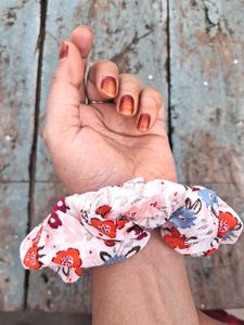 Orange Floral Scrunchies Set