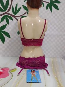 (1436)Pink Lace Lingerie Set