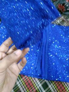 Sparkling Blue Blouse Piece and saree
