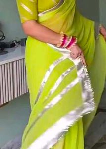 Vibrant Yellow Saree with Silver Border
