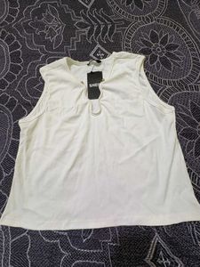 SHEIN Cream Halter Neck Sleeveless Top