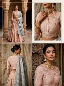 ✨️Premium Peach Zardozi-Embroidered Lehenga Set