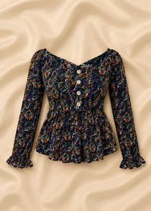Paisley Print Peplum Top