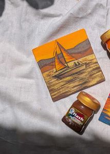 Mini Canvas Sailboat Painting
