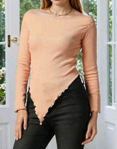 Shein Peach Long Sleeve ribbed Top