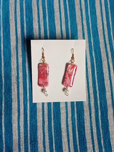 Pink Marble Drop Earrings