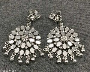 Boho Mirror Work Dangle Earrings