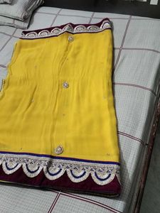 Beautiful Yellow Saree with Embellished Border