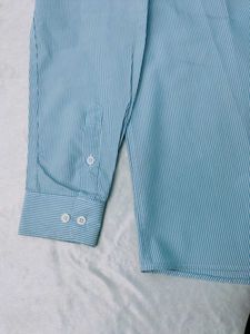 Men's Blue Striped Button-Down Shirt