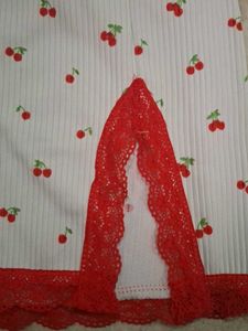 H&amp;m cherry print skirt with lace detailing