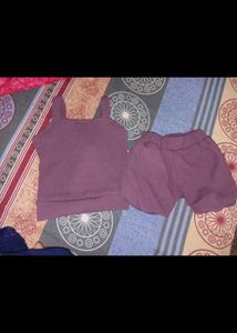 Cute Purple Baby Dress &amp; Shorts Set