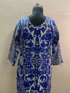 Vibrant Blue Floral Print Kurta