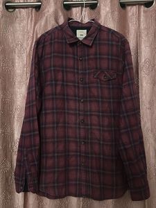 Men's Burgundy Plaid Flannel Shirt