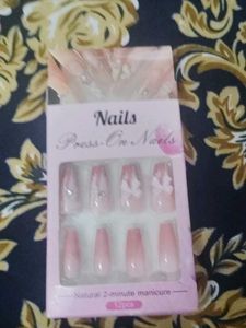 Press-On Nails - Pink Ombre with Bows