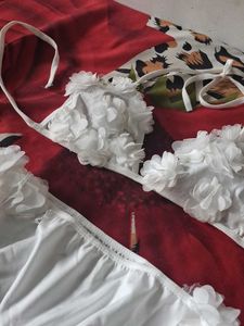 White Floral Bikini Set