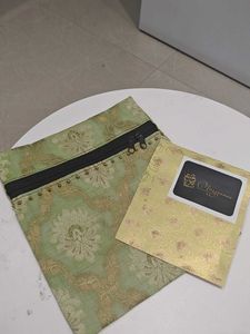 Elegant Brocade Pouch with Zipper