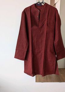 Men's Red Linen Kurta