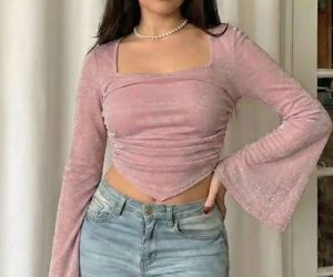 Sparkly Bell Sleeve Crop Top