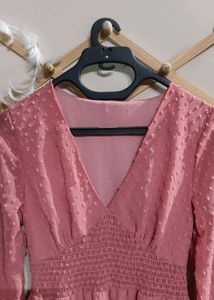 Chic Pink Long Sleeve Mini Dress