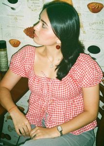 Red and White Korean styled Gingham Top