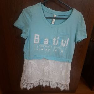 Next to New Baby Blue Lace top