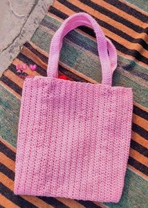 Crocheted Pink Tote Bag