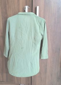 Green Collared Button-Up Shirt