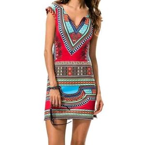 Vibrant Dashiki Print Mini Dress