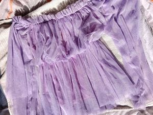 Lavender Tulle Off-Shoulder Top