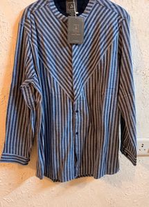 ABKASA Striped Casual Shirt with Elbow Patch