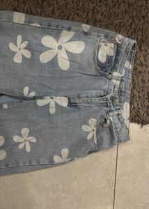 Floral Print wide Leg Jeans