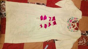 combo offer Embroidered Cream Kurta