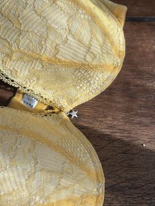 Yellow Lace Padded Bra 26C