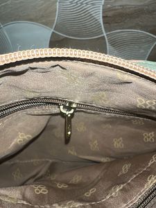 Stylish Beige Tote Bag with Green Accents