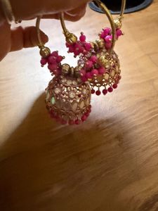 Stunning Pink Jhumka Earrings