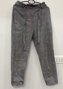 Black & White Plaid Tapered Pants